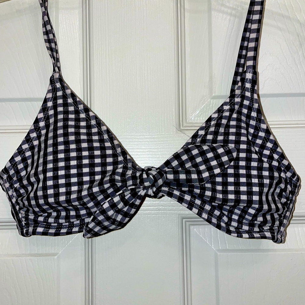 plaid bow bikini top